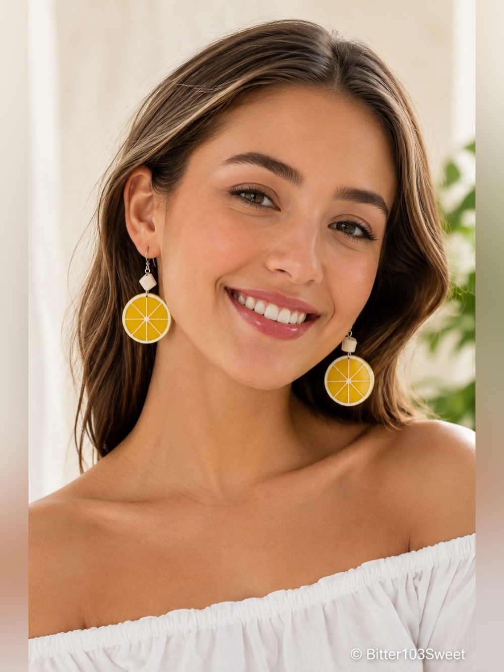 🔴 Lemon Slice Dangle Earrings Yellow Summer Jewelry